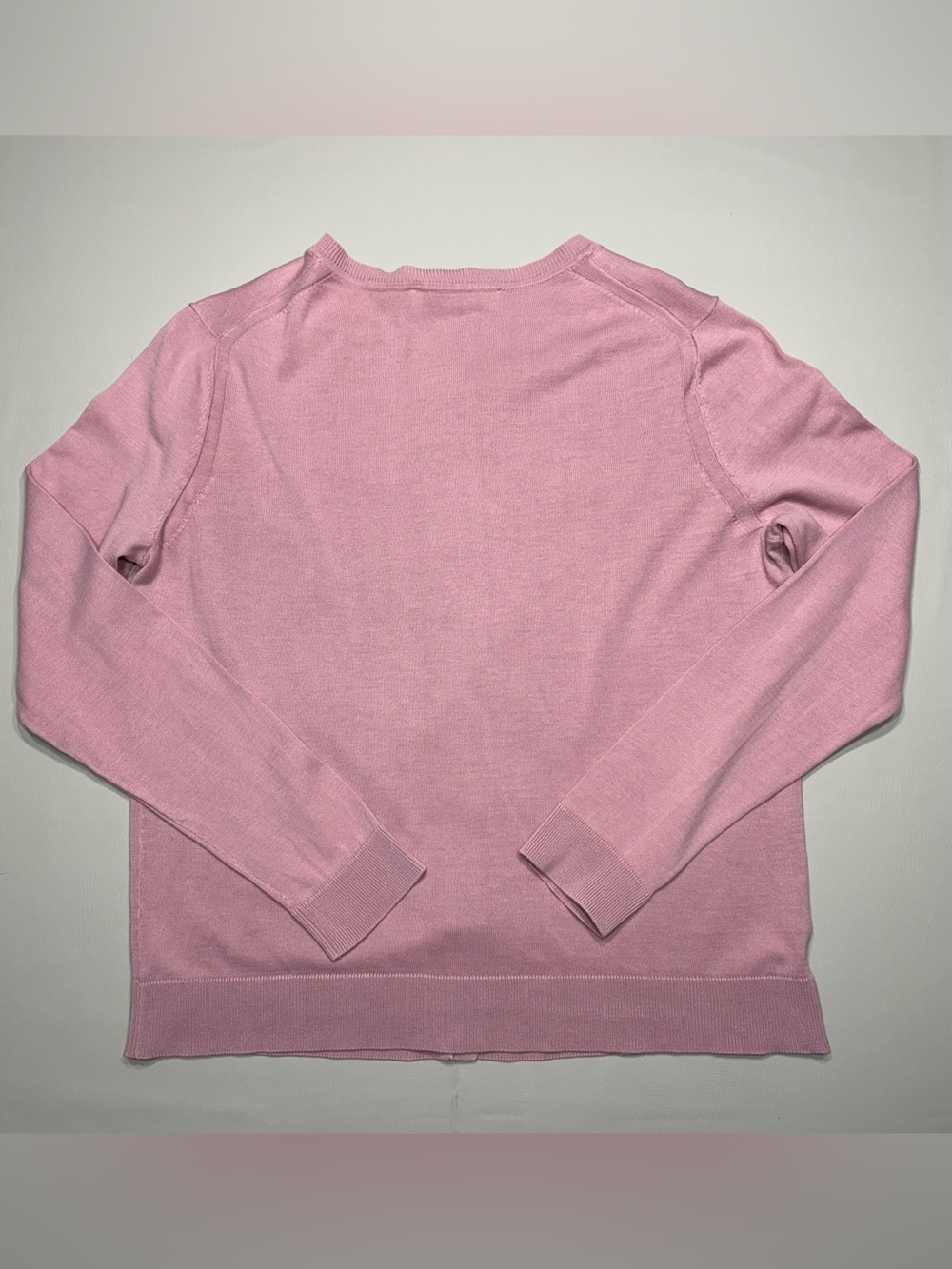 LOFT Light Pink Crewneck Button-Front Cardigan - Picture 10 of 11